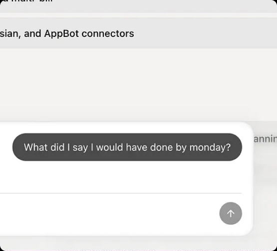 Asking Bot Botsson to recall what is due by Monday